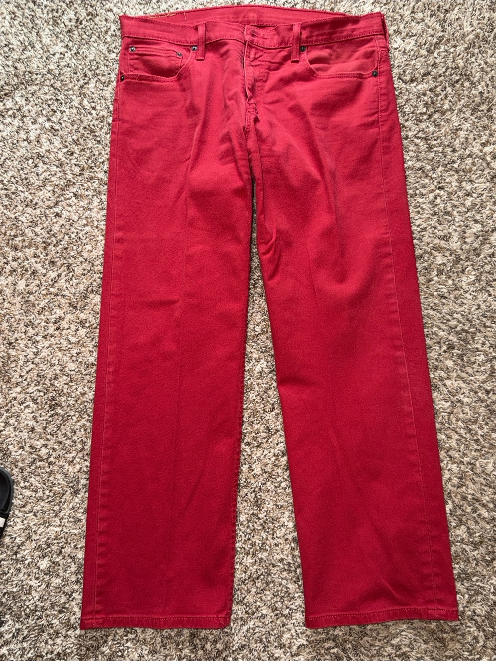 Levi's Red Straight-Leg Jeans with Leather Patch